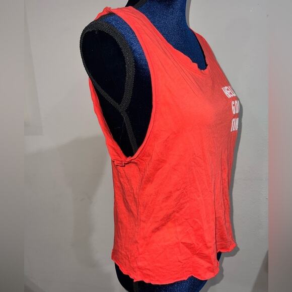 Project Social T Hello Good Times Tee Loose Fit Pretty red white letters Sz S - Picture 2 of 9